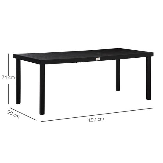 Table de jardin aluminium terrasse 8 personnes plateau imperméable noir 190x90 - ComfortXL Outdoor Living - Image 3