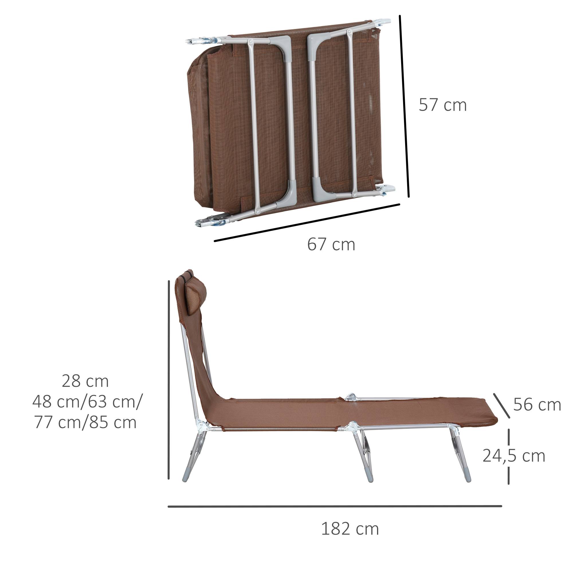 Outsunny - Bain de soleil transat pliable dossier réglable 5 positions acier teslin marron - Outsunny - Imagen 3