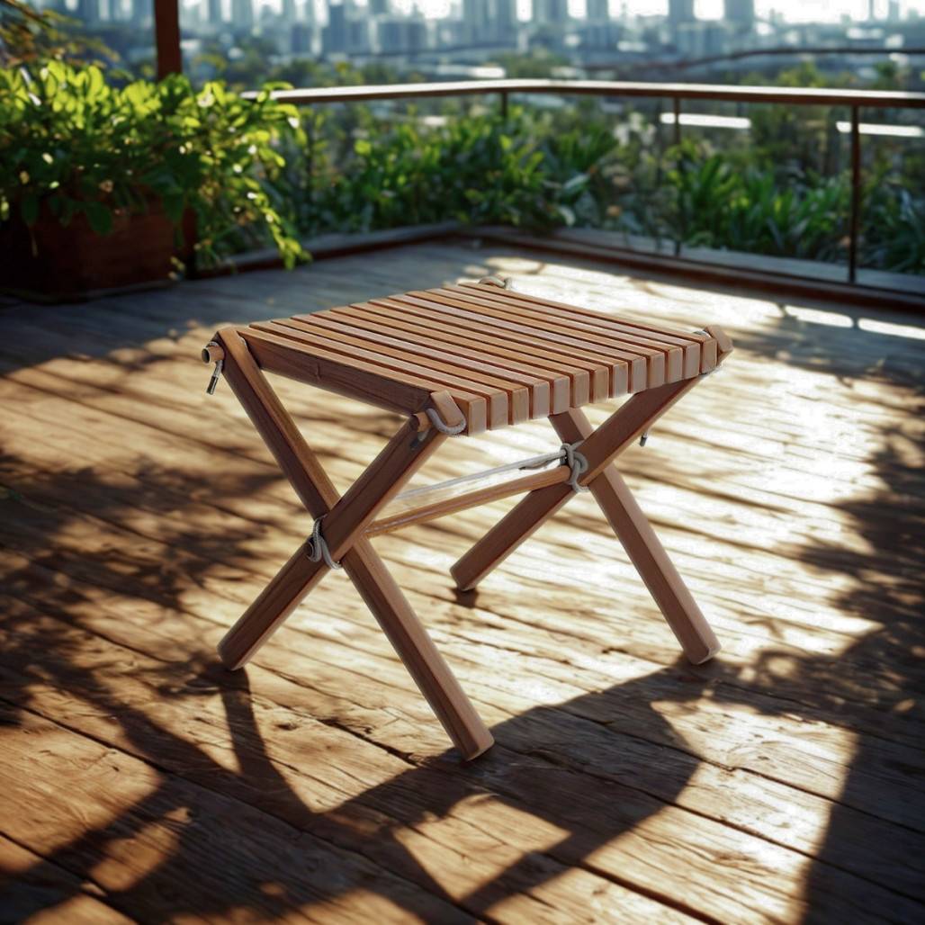 Table basse de jardin en teck blanc Relax - Image 2