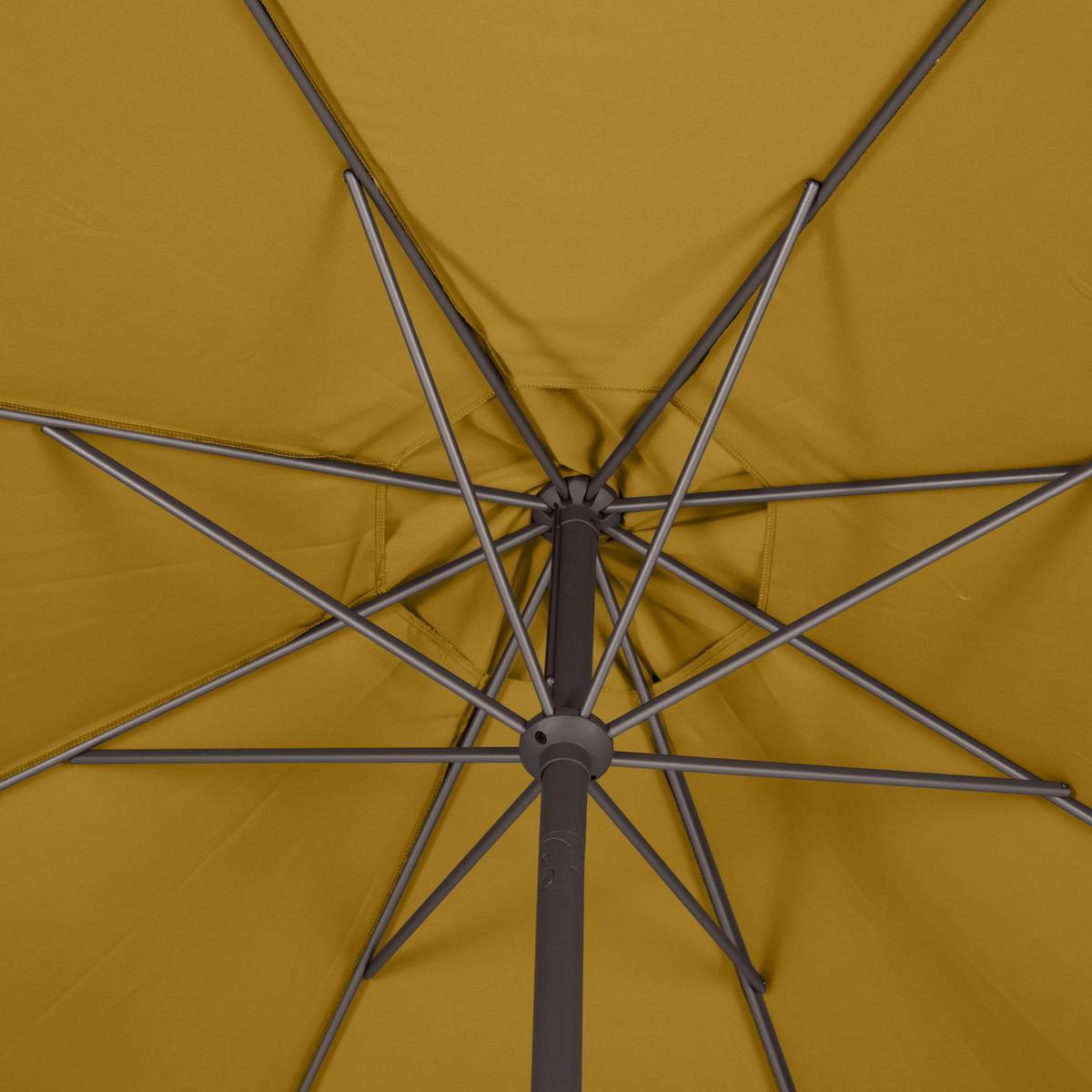 Hesperide - Parasol droit rond "Loompa" jaune moutarde 3m en aluminium Hespéride - Imagen 4