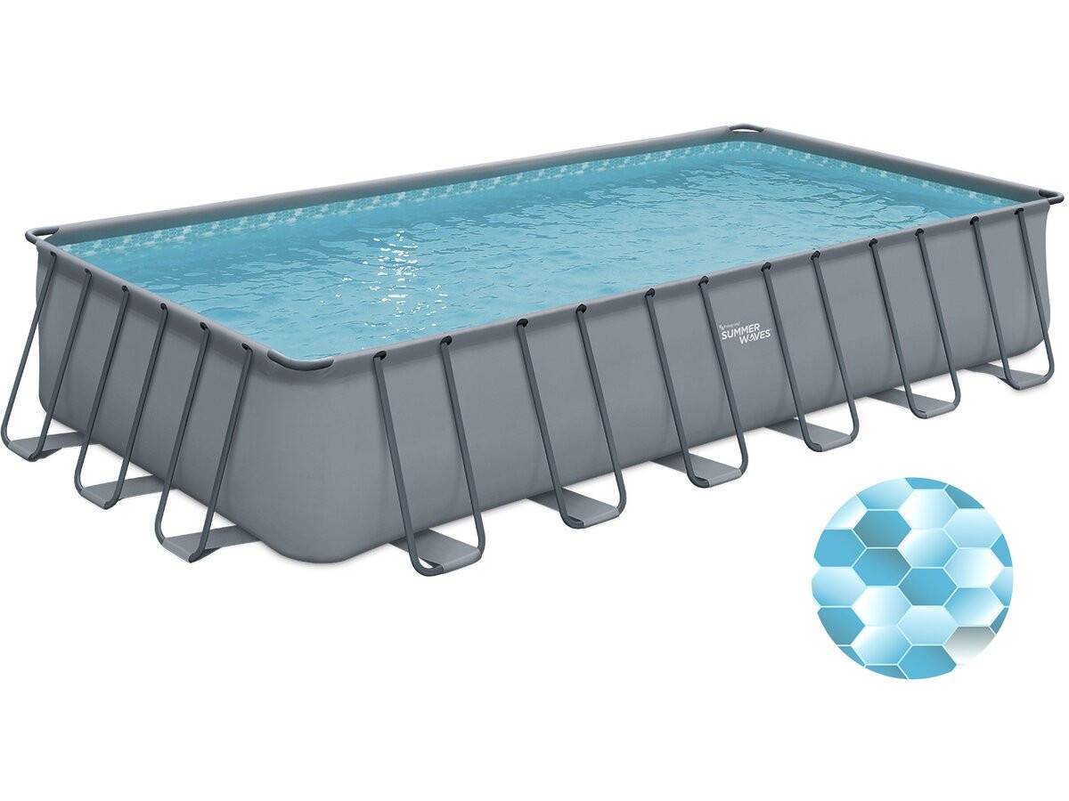Piscine Tubulaire Grise - "ludo 5" - 7.32 X 3.66 X 1.32 M - Filtration à  Sable 5,7m3/h -habitat Et Jardin - Image 3