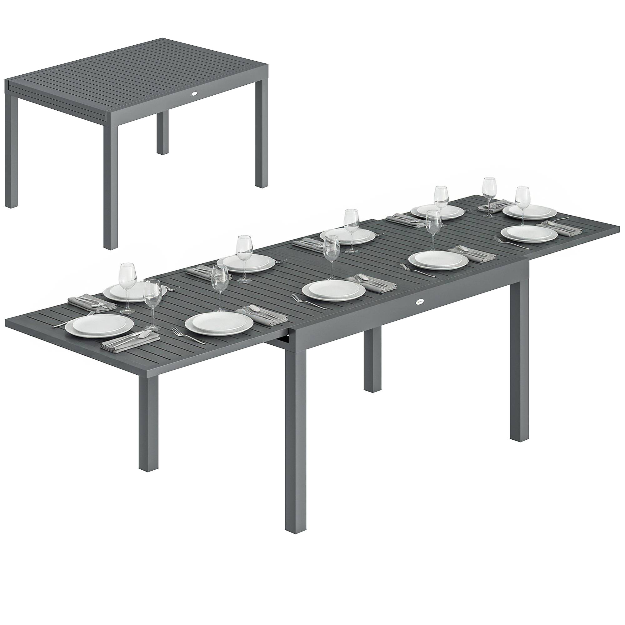 Table à manger extensible Aluminium Repas 6 à 10 personnes Rallonge intégrée 270cm Gris - ComfortXL Outdoor Living - Image 1