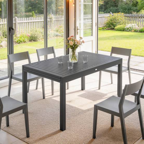 Table à manger extensible Aluminium Repas 6 à 10 personnes Rallonge intégrée 270cm Gris - ComfortXL Outdoor Living - Image 10