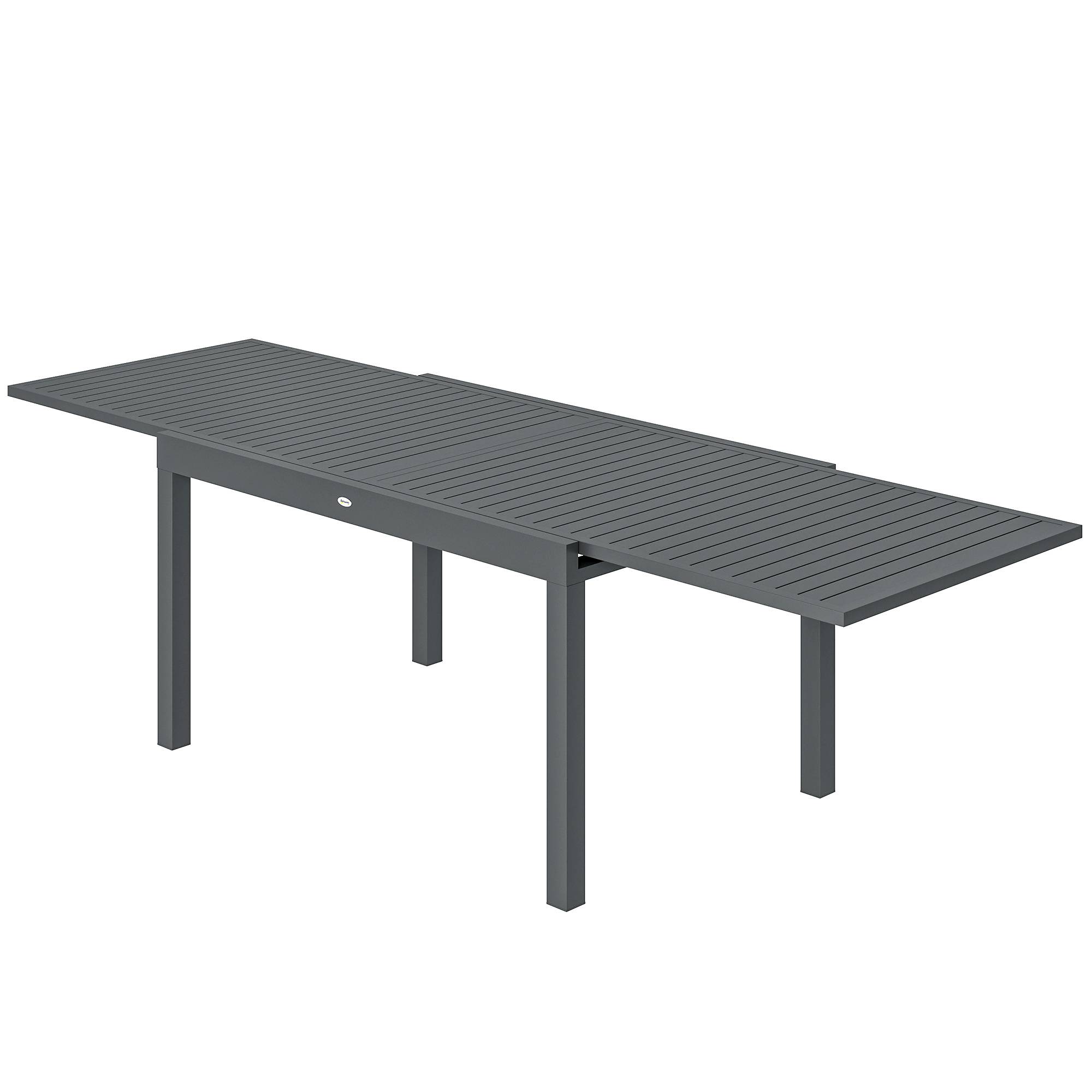 Table à manger extensible Aluminium Repas 6 à 10 personnes Rallonge intégrée 270cm Gris - ComfortXL Outdoor Living - Image 2