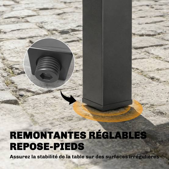 Table à manger extensible Aluminium Repas 6 à 10 personnes Rallonge intégrée 270cm Gris - ComfortXL Outdoor Living - Image 9
