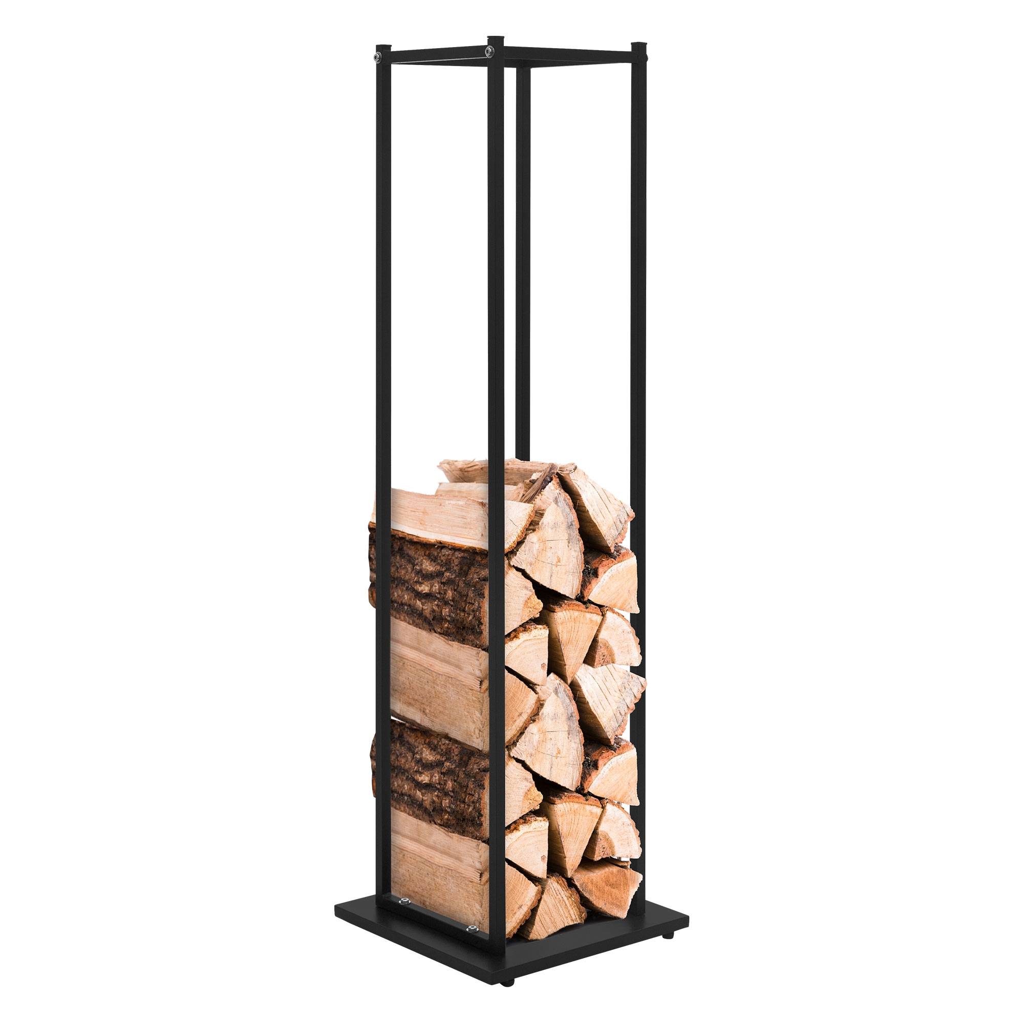 Ml-Design - Range bûches vertical acier noir intérieur/extérieur support bois 33x33x115 cm - Imagen 1