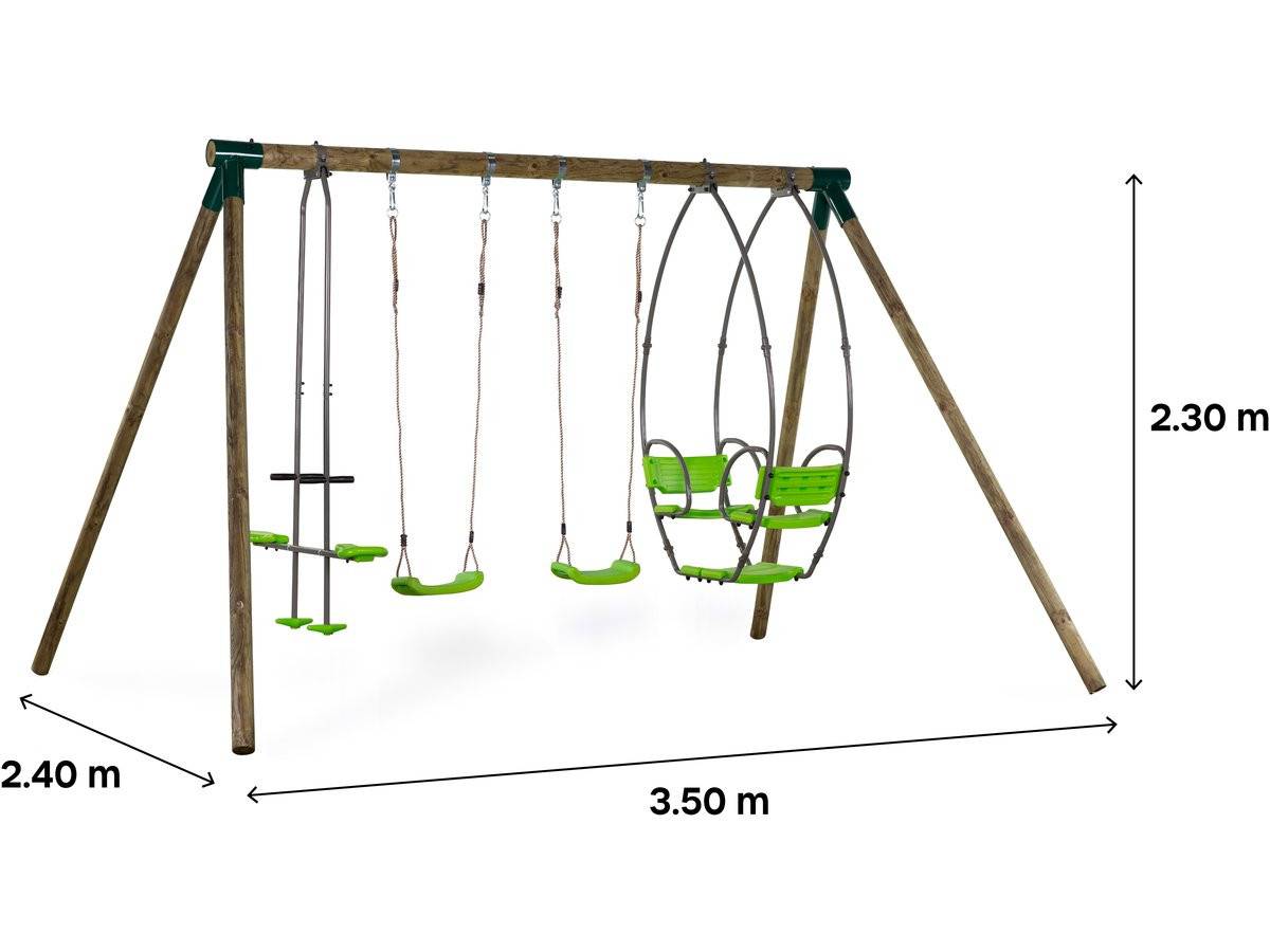 Habitat Et Jardin - Portique Bois "nelio" - Avec 2 Balançoires , 1 Vis-à-vis Et 1 Nacelle. -habitat Et Jardin - Imagen 4