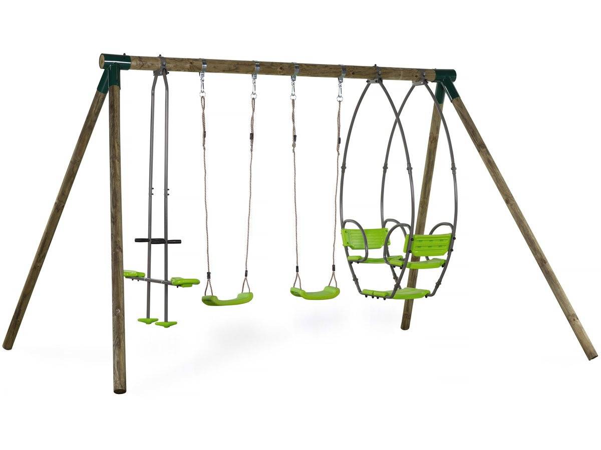 Habitat Et Jardin - Portique Bois "nelio" - Avec 2 Balançoires , 1 Vis-à-vis Et 1 Nacelle. -habitat Et Jardin - Imagen 1