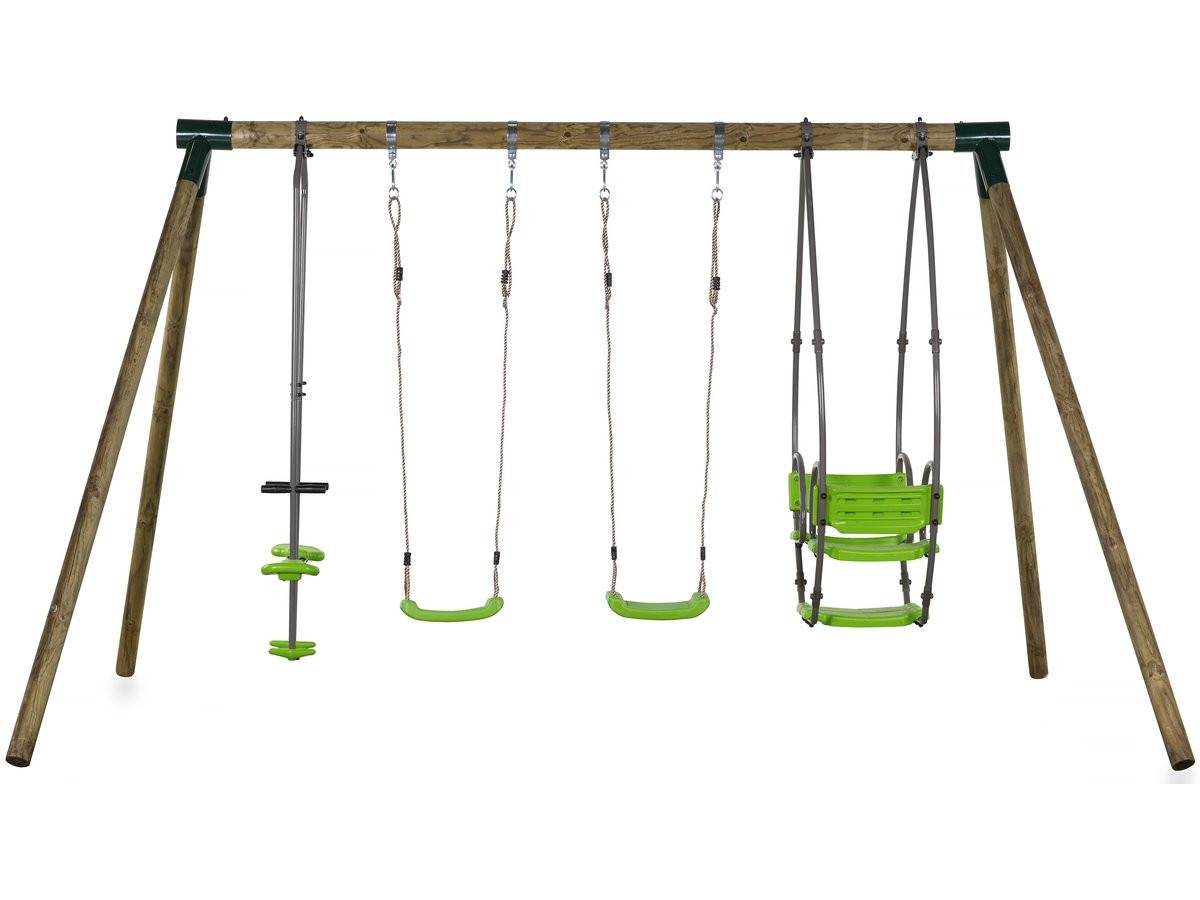Habitat Et Jardin - Portique Bois "nelio" - Avec 2 Balançoires , 1 Vis-à-vis Et 1 Nacelle. -habitat Et Jardin - Imagen 2