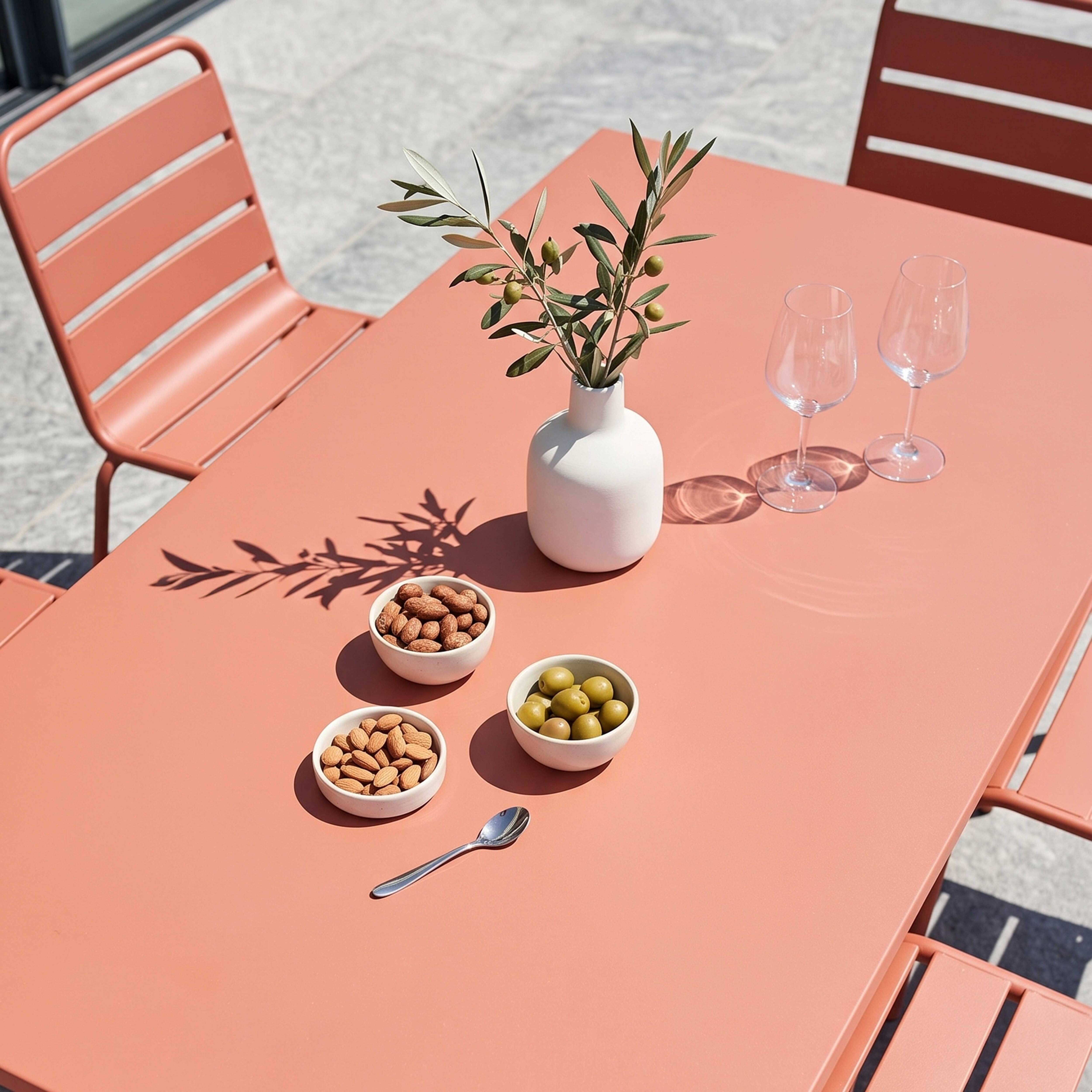 Oviala - Ensemble table de jardin et 6 chaises en métal argile Palavas - Oviala - Imagen 3