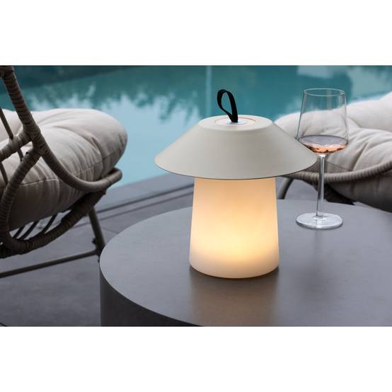 Paris Prix - Lampe à Poser d'Extérieur LED "Rubu" 26cm Beige - Image 4