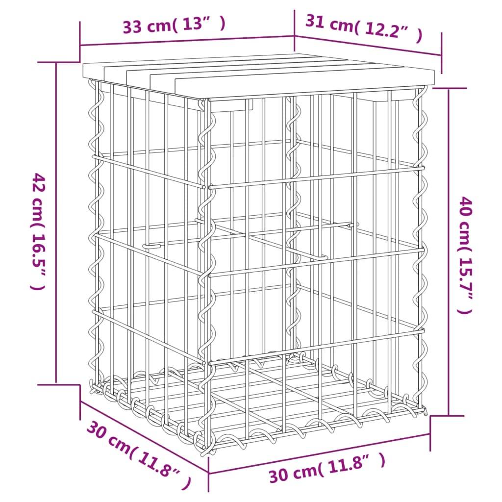 Maison Chic - Banc de jardin - Banc d'extérieur - Banquette design gabion 33x31x42 cm bois massif de douglas - Imagen 8