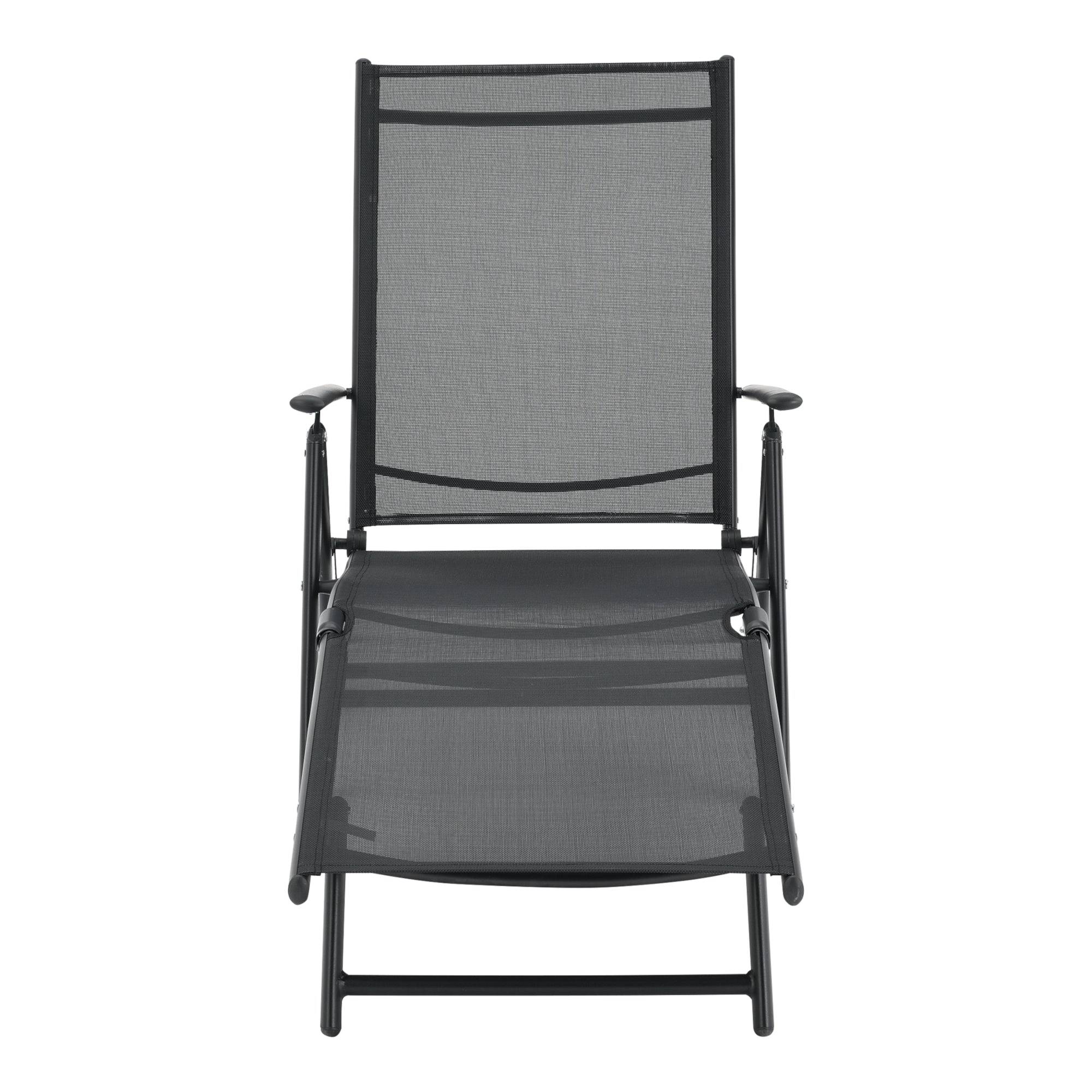 Helloshop26 - Transat bain de soleil inclinable 160° bain de soleil avec accoudoirs 150 x 65 x 86 cm noir - Imagen 4