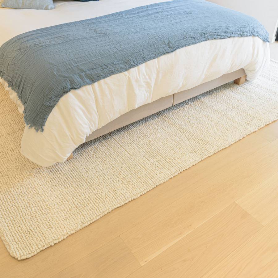 Macabane - CHARLES - Tapis rectangulaire 160x230cm en laine bouclée couleur ivoire - Imagen 5