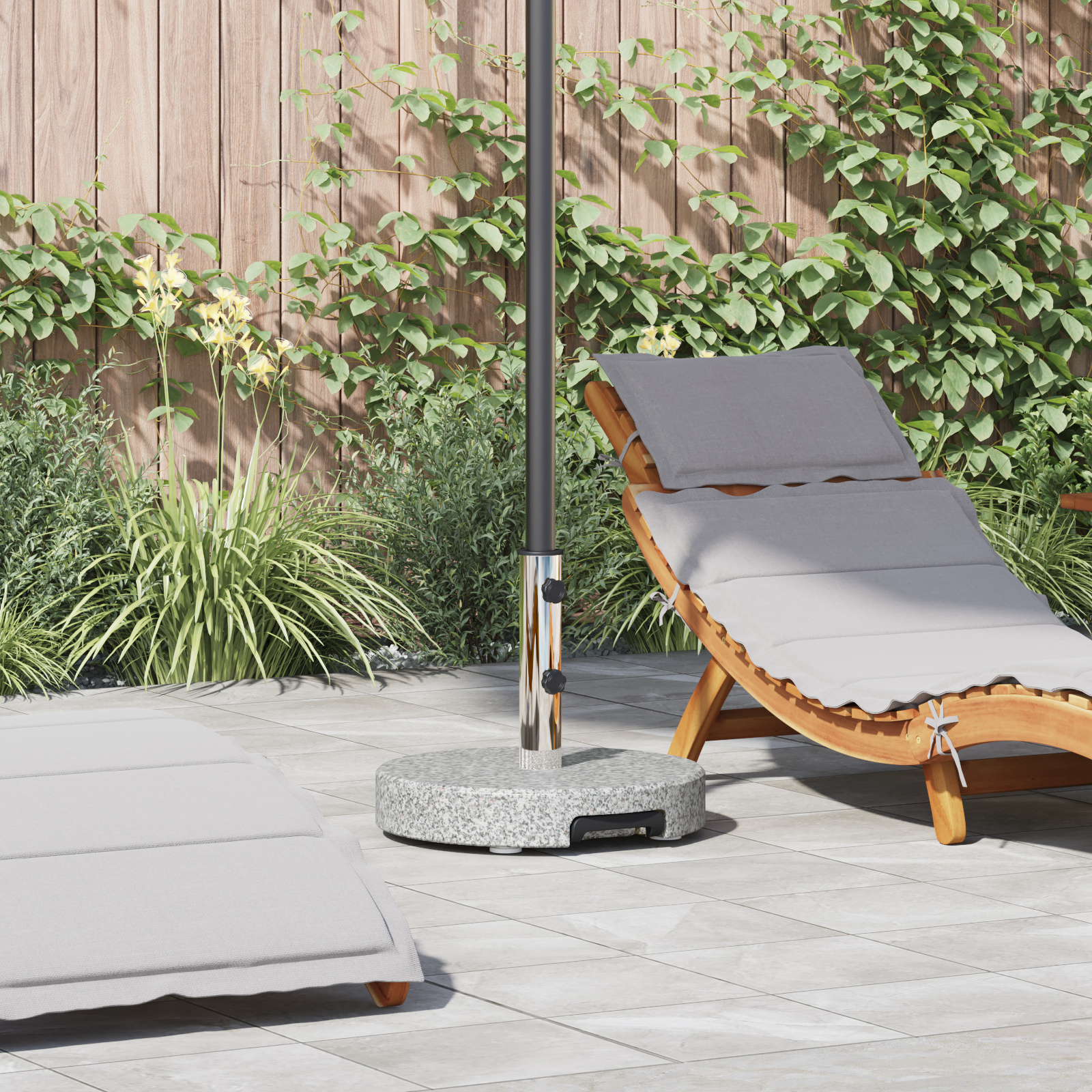 Base de Parasol - Support de Parasol mobile avec poignée Gris Granit 29 kg Ronde - Image 2