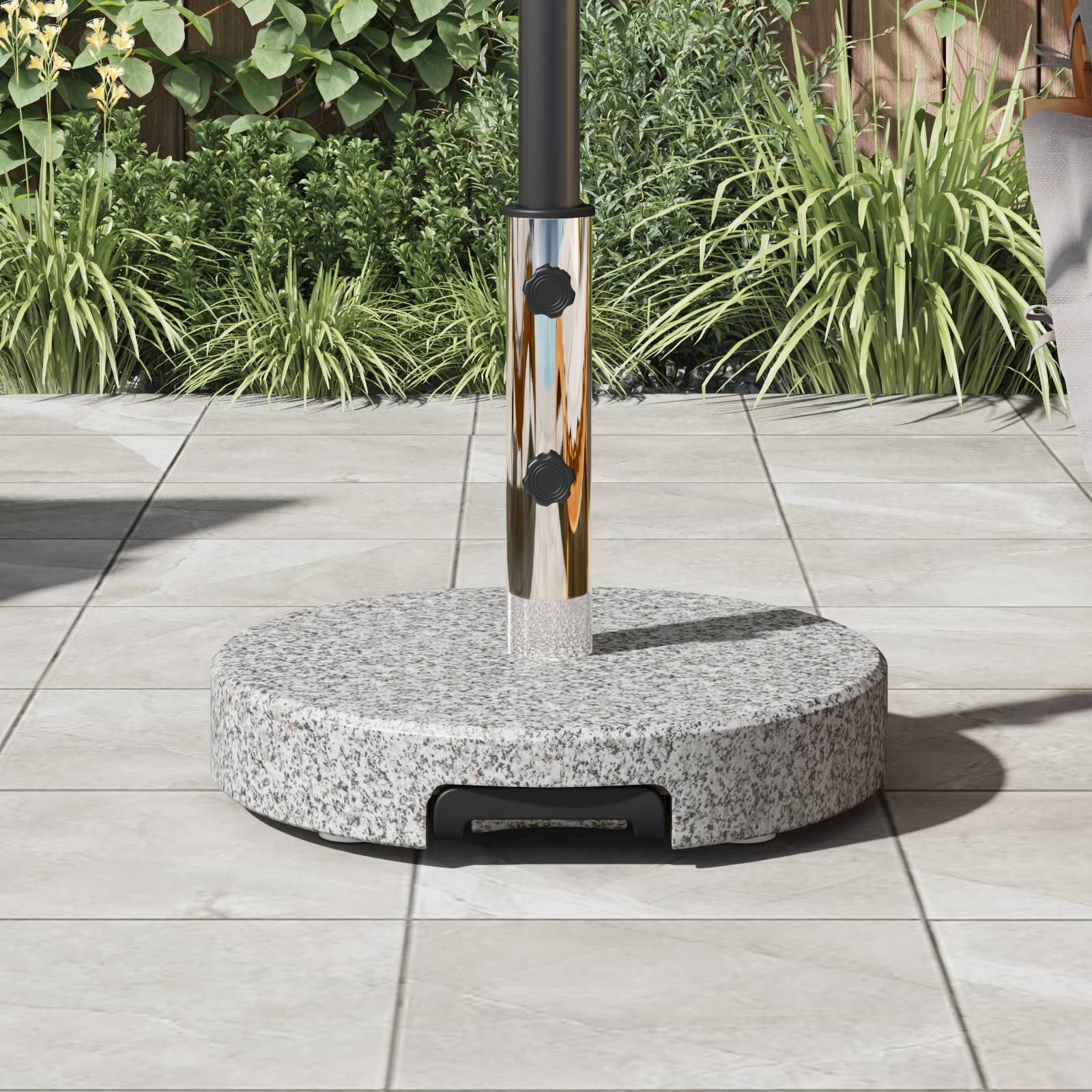 Base de Parasol - Support de Parasol mobile avec poignée Gris Granit 29 kg Ronde - Image 4
