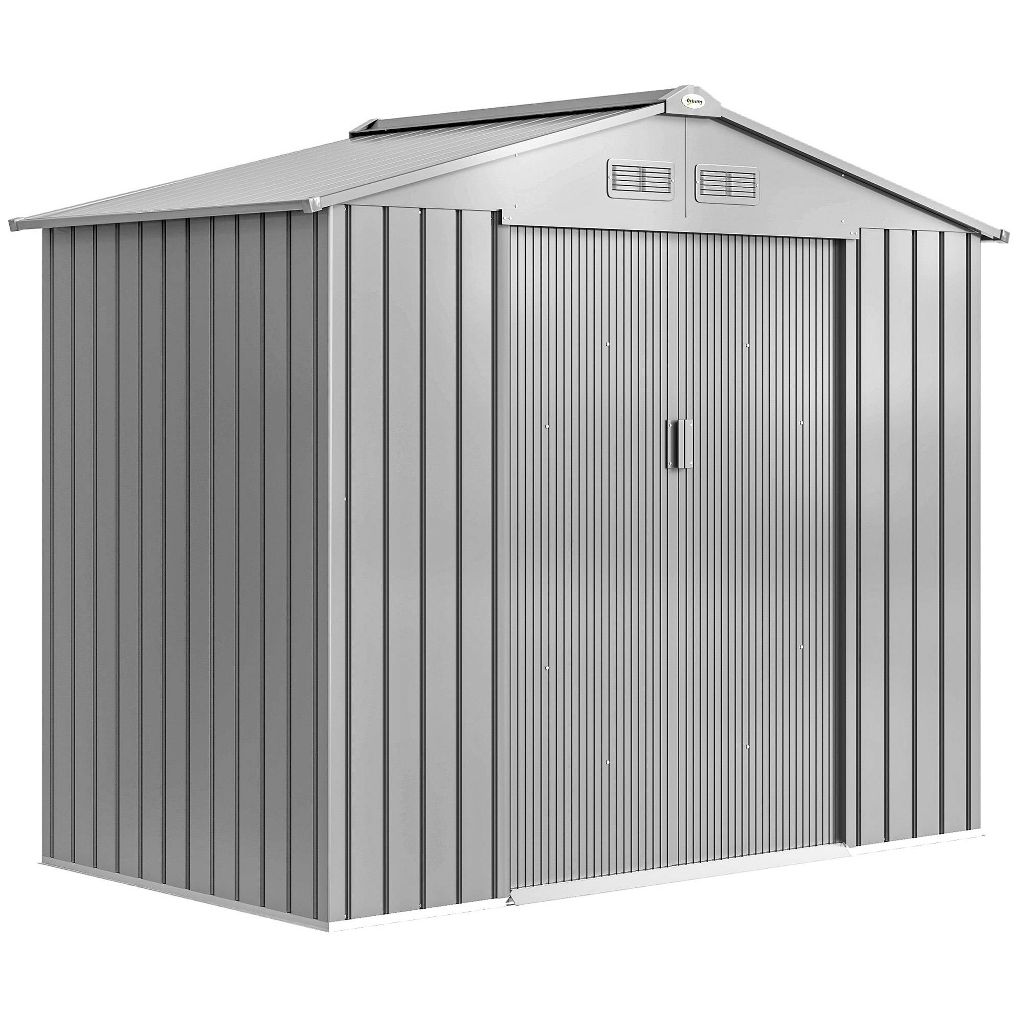 ComfortXL - Abri de jardin en acier gris 2,42 m² pour outils avec kit de fondation et double porte verrouillable - Image 10