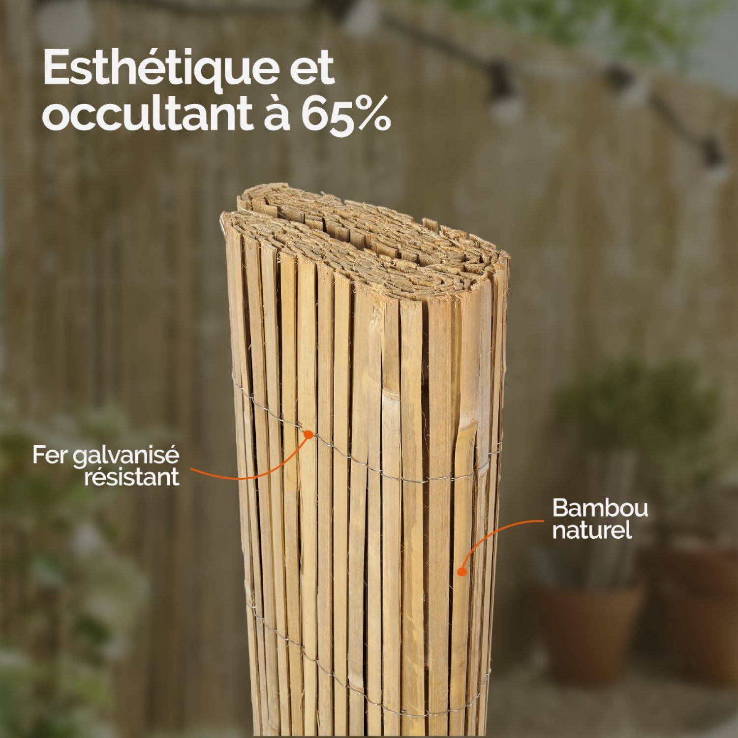 Linxor - Canisse, brise vue occultant en bambou refendu - 1.50 x 5 m - Linxor - Imagen 3
