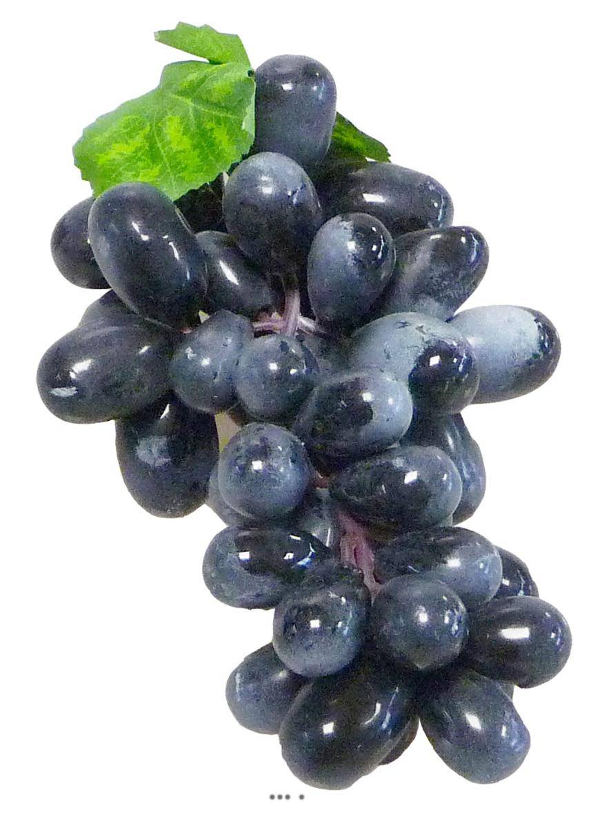 Artificielles - Grappe de raisin artificiel L19 cm avec 2 feuilles 45 raisins Noir - couleur: Noir - Imagen 1