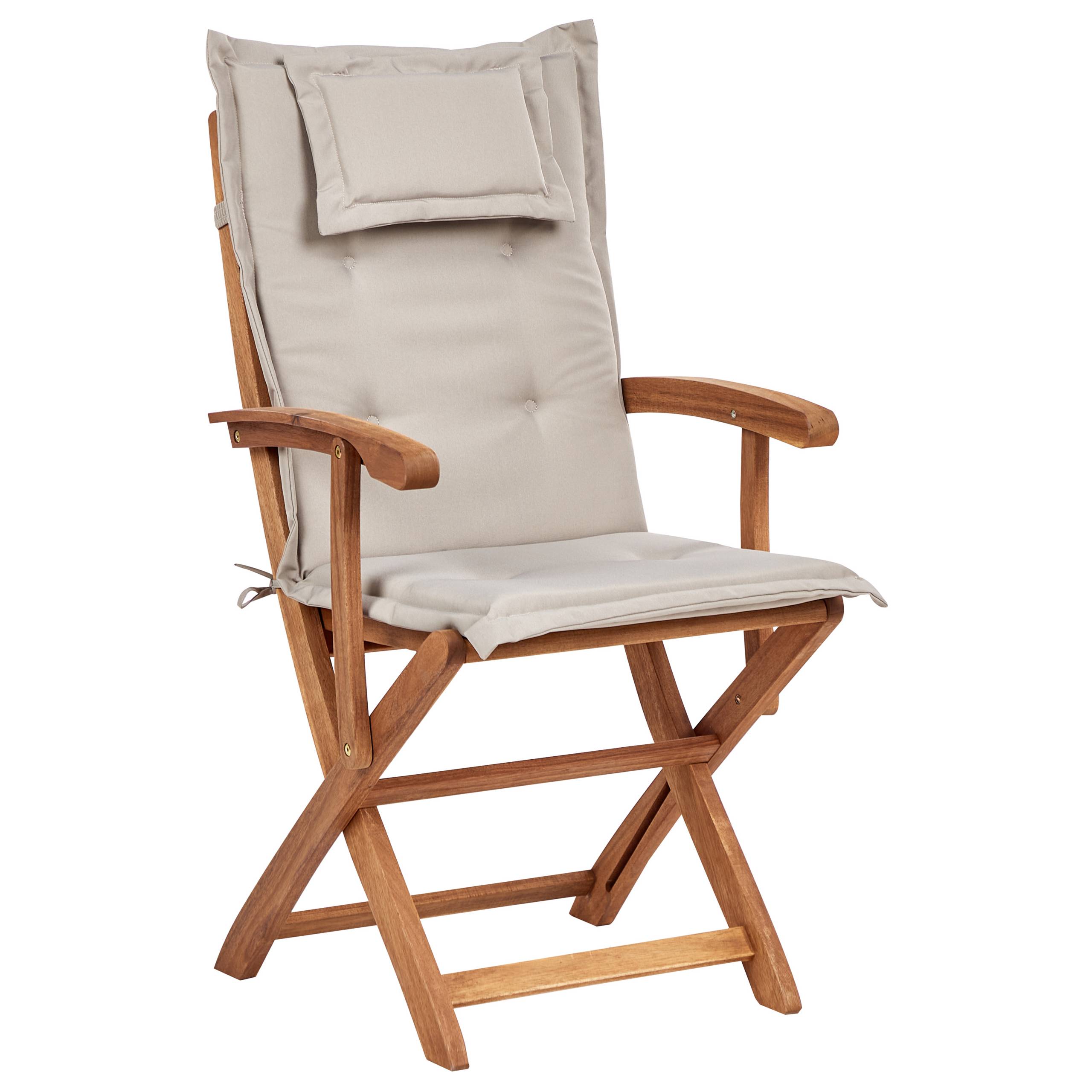 Beliani - Ensemble de Jardin en Bois d'Acacia avec Coussins Taupe Table et Chaises Pliantes 8 Places Style Rustique - Imagen 5