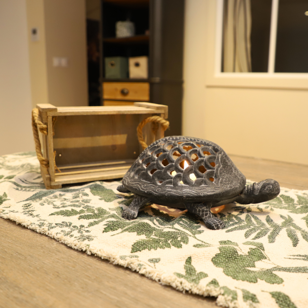 Bougeoir tortue en fonte gris 28 x 21 x 12 cm Chemin de campagne - Imagen 3
