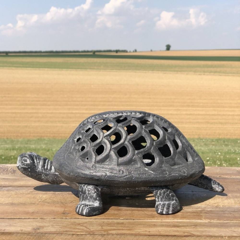 Bougeoir tortue en fonte gris 28 x 21 x 12 cm Chemin de campagne - Imagen 4