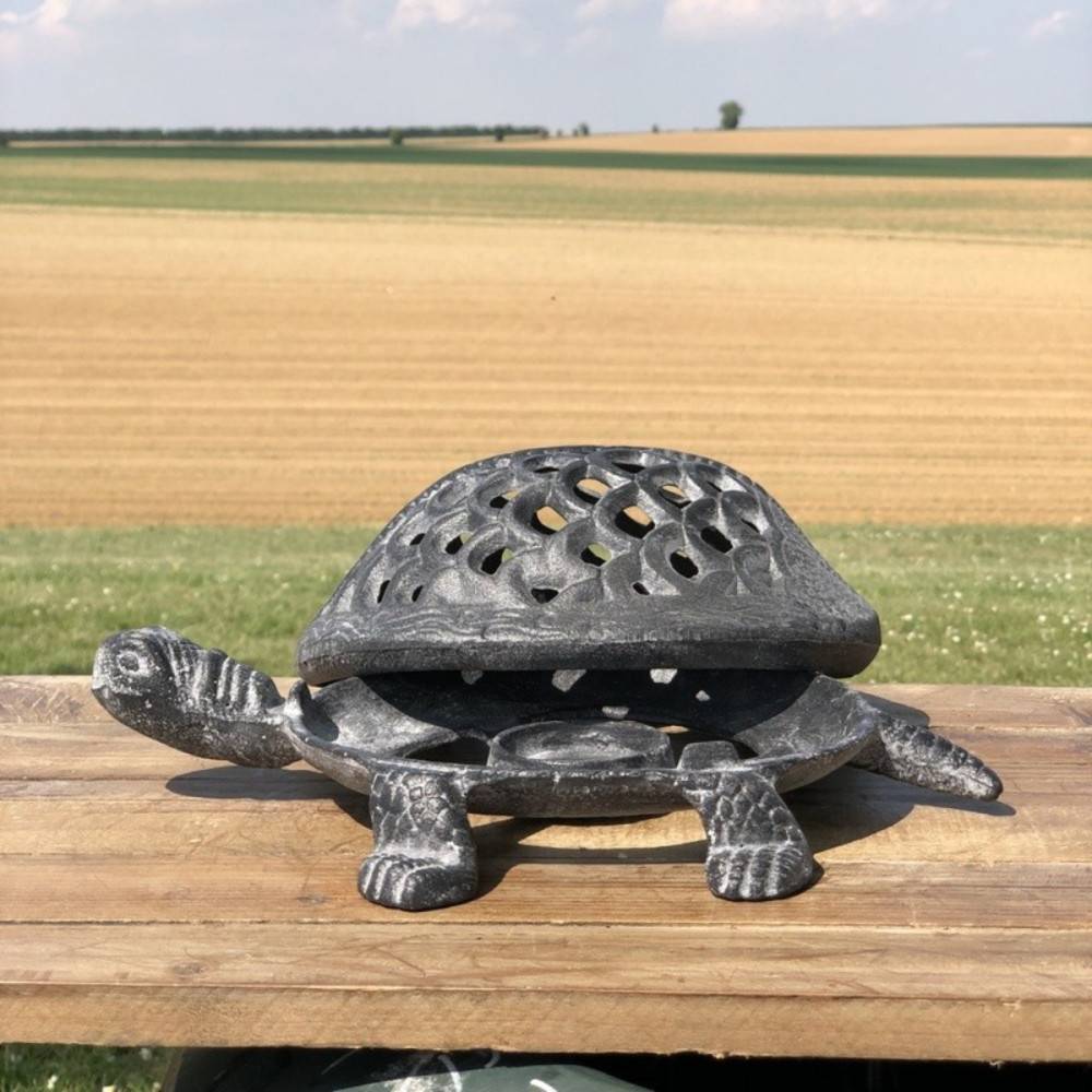 Bougeoir tortue en fonte gris 28 x 21 x 12 cm Chemin de campagne - Imagen 5