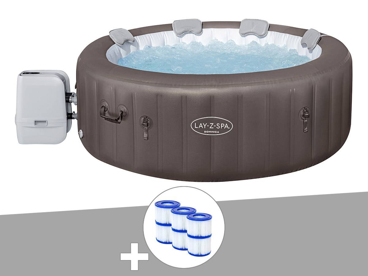 Bestway - Kit spa gonflable Bestway Lay-Z-Spa Dominica rond Hydrojet 4/6 places + 6 filtres - Imagen 1