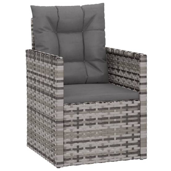 Fauteuil de jardin - Chaise de jardin - Fauteuil d'extérieur avec coussins Gris Résine tressée - MEUBLE PRO - Image 1