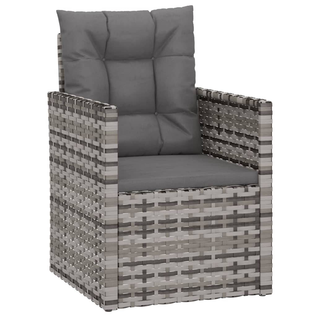 Fauteuil de jardin - Chaise de jardin - Fauteuil d'extérieur avec coussins Gris Résine tressée - MEUBLE PRO - Image 1