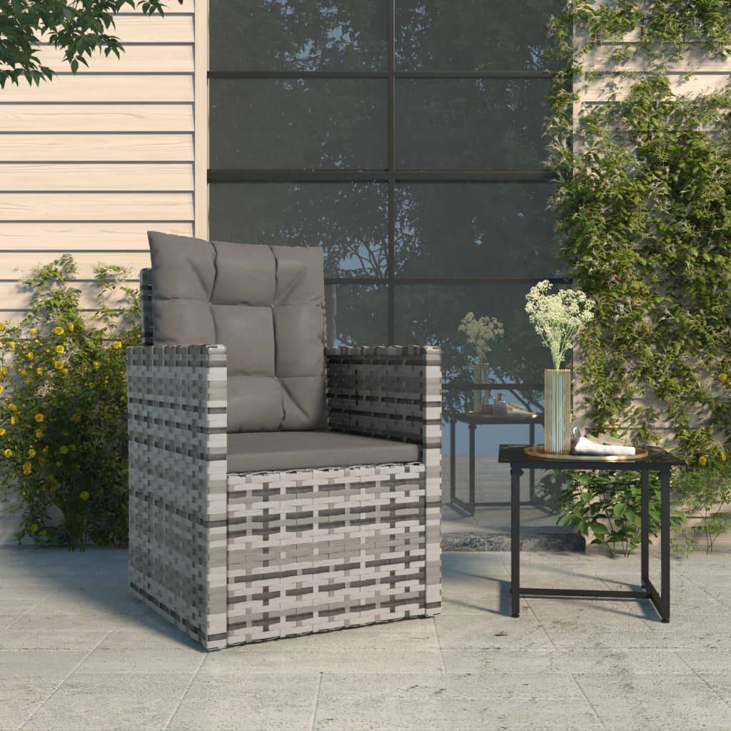 Fauteuil de jardin - Chaise de jardin - Fauteuil d'extérieur avec coussins Gris Résine tressée - MEUBLE PRO - Image 2