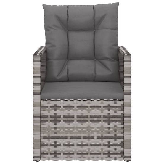 Fauteuil de jardin - Chaise de jardin - Fauteuil d'extérieur avec coussins Gris Résine tressée - MEUBLE PRO - Image 4