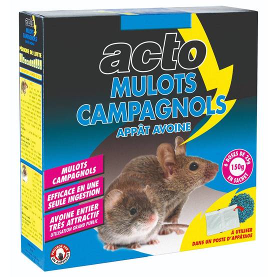 Acto - ACTO Mulots-Campagnols Appât Avoine - 6 X 25 GRS - Sachets-doses contre Mulots et Campagnols - Image 1