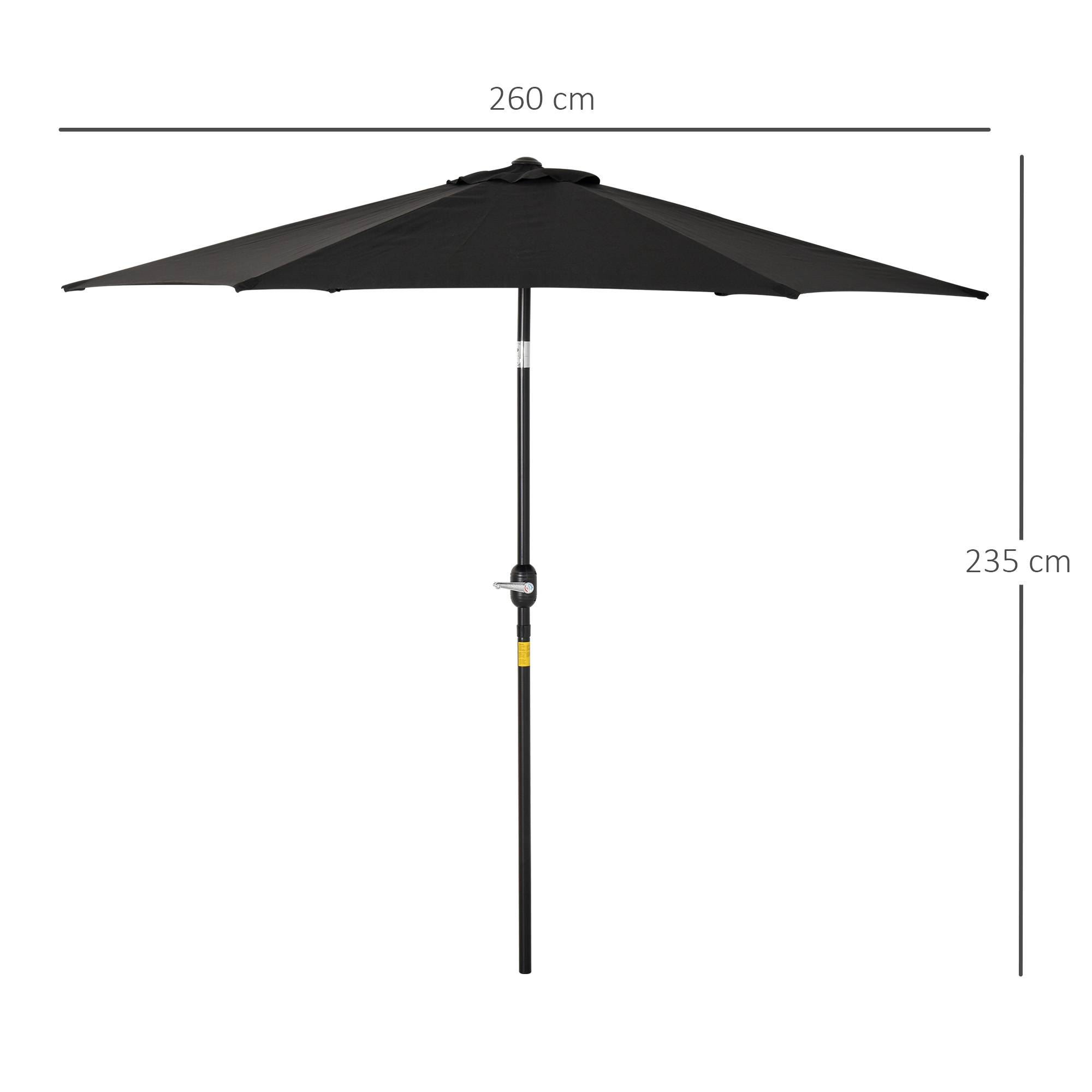 Parasol droit parasol inclinable de jardin manivelle toile polyester - 260x260x235cm Métal Noir fr336 - Image 5
