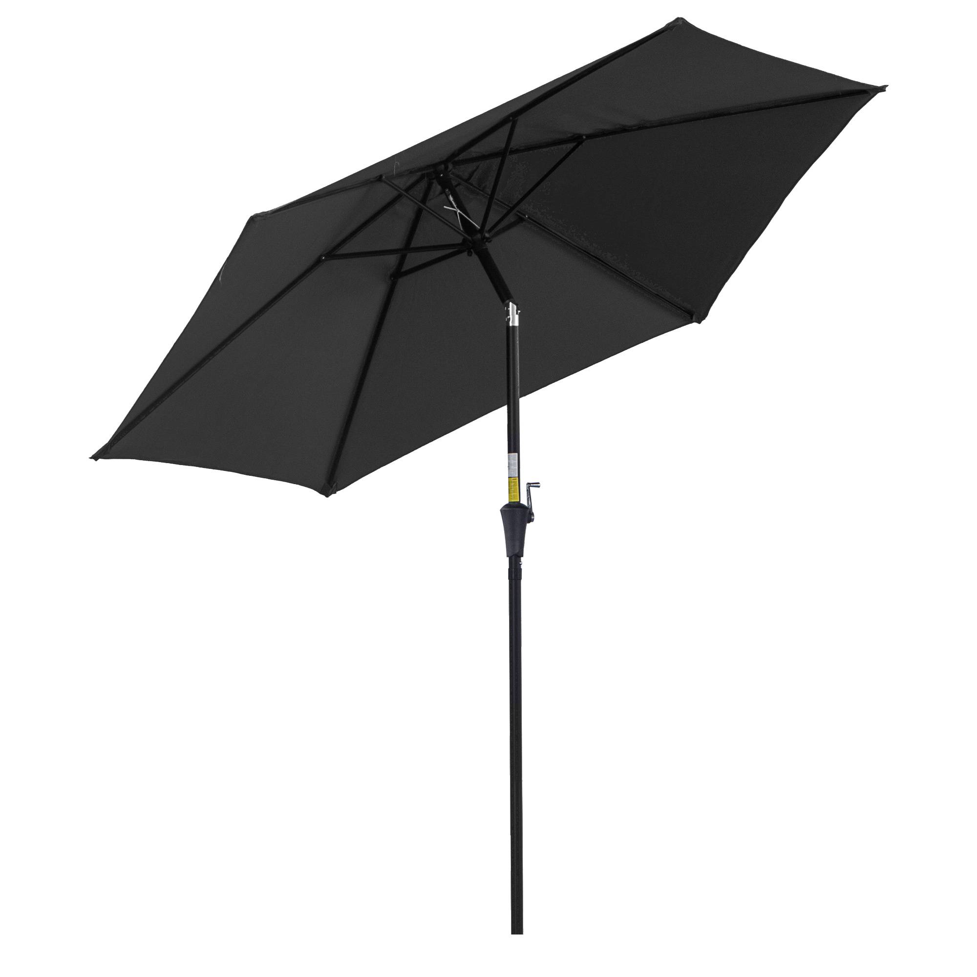 Parasol droit parasol inclinable de jardin manivelle toile polyester - 260x260x235cm Métal Noir fr336 - Image 1