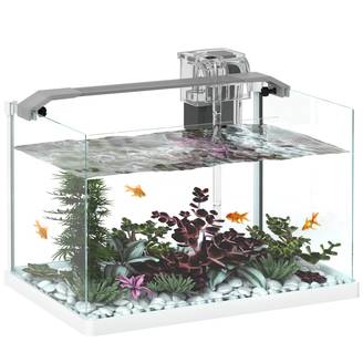 Sans Marque - Aquarium en verre avec lumières LED aquarium de 20L pompe à filtre 38 x 26 x 27 cm blanc