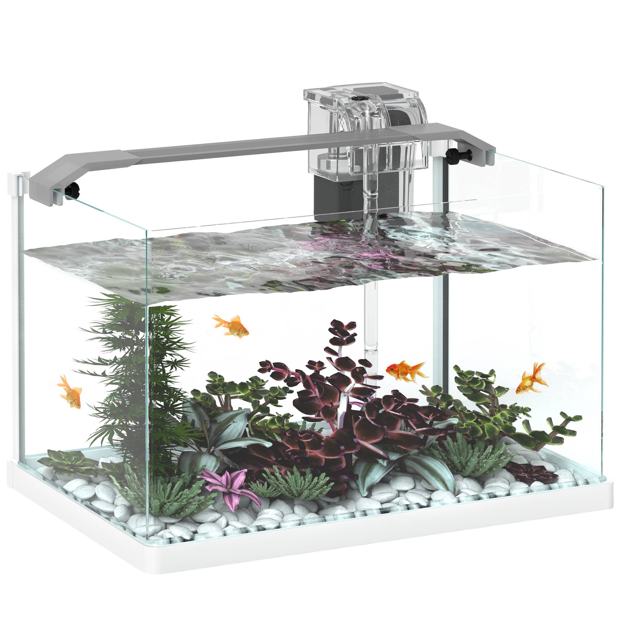 Sans Marque - Aquarium en verre avec lumières LED aquarium de 20L pompe à filtre 38 x 26 x 27 cm blanc