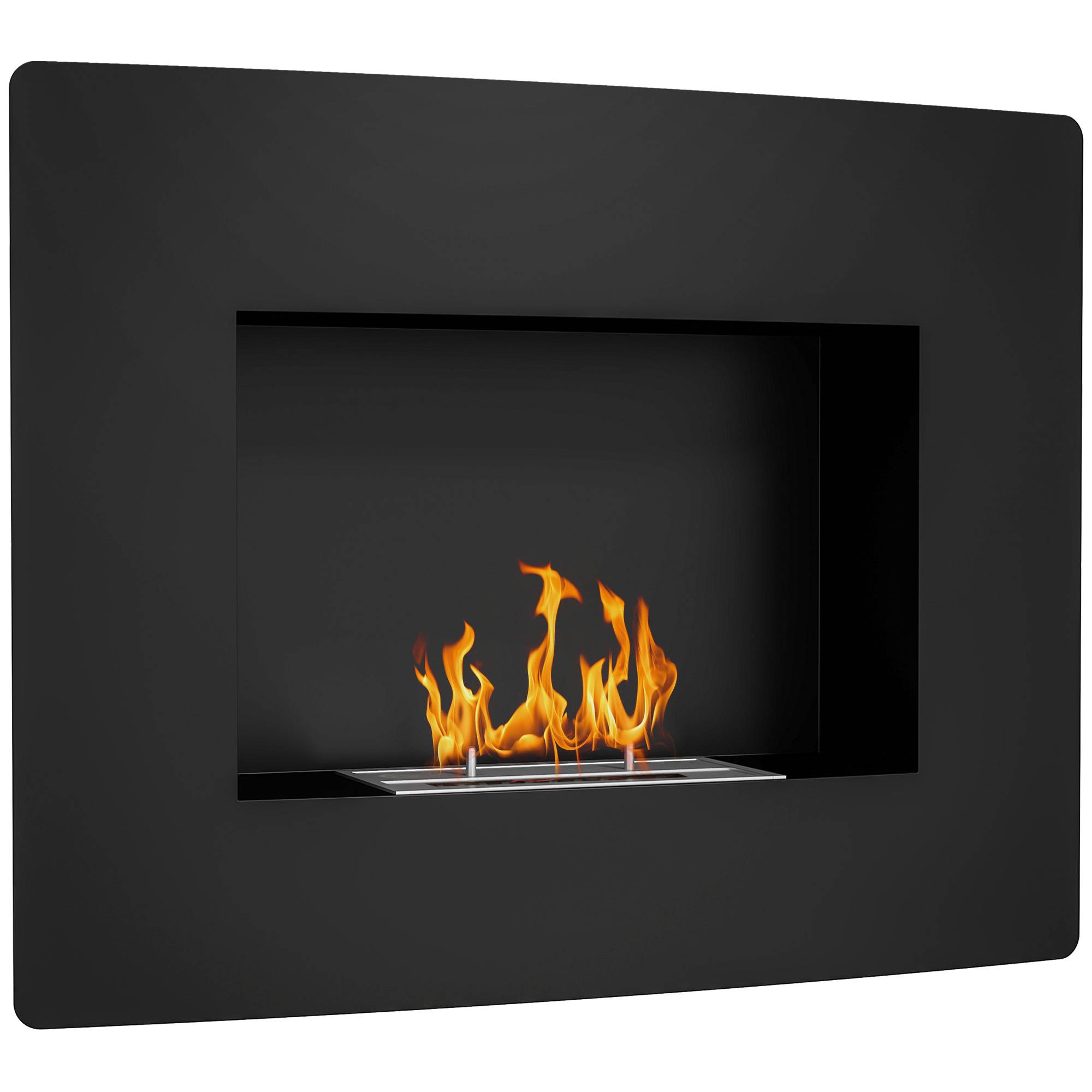 Cheminée bioéthanol murale réservoir 0,9 L combustion 3,3H intérieur 15-20 m² 66x16x52 cm noir