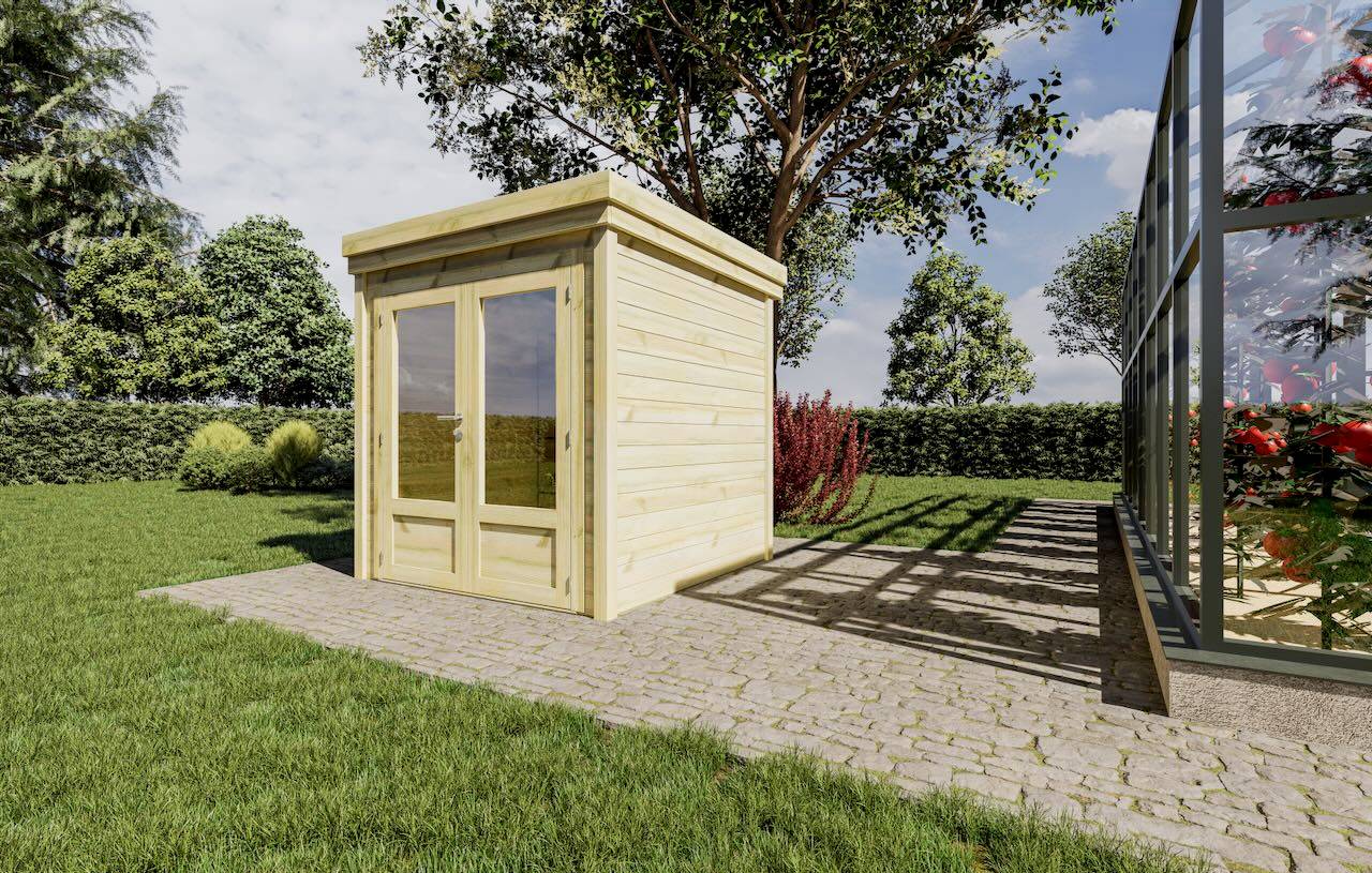 Sans Marque - ABRI DE JARDIN bois  autoclave 27mm - 2,14x2,14m / 5m2 - Bac acier - Plancher bois - Imagen 2