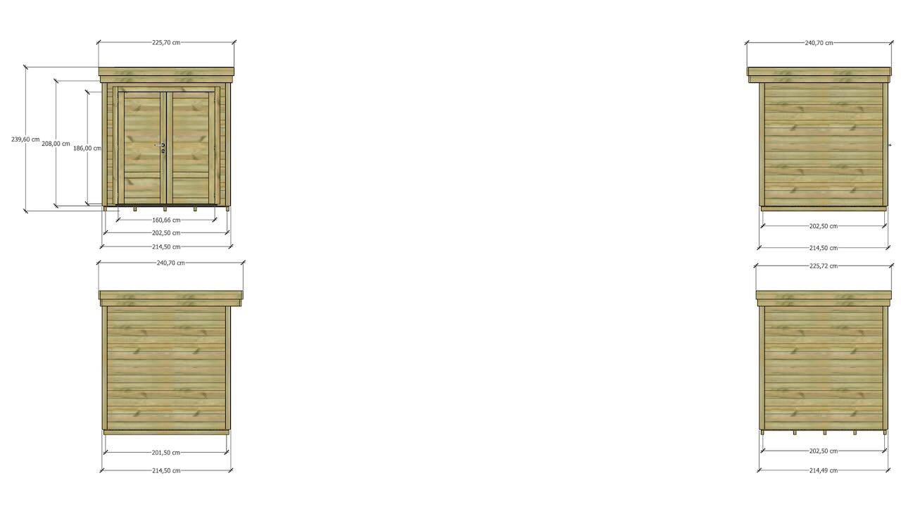 Sans Marque - ABRI DE JARDIN bois  autoclave 27mm - 2,14x2,14m / 5m2 - Bac acier - Plancher bois - Imagen 4