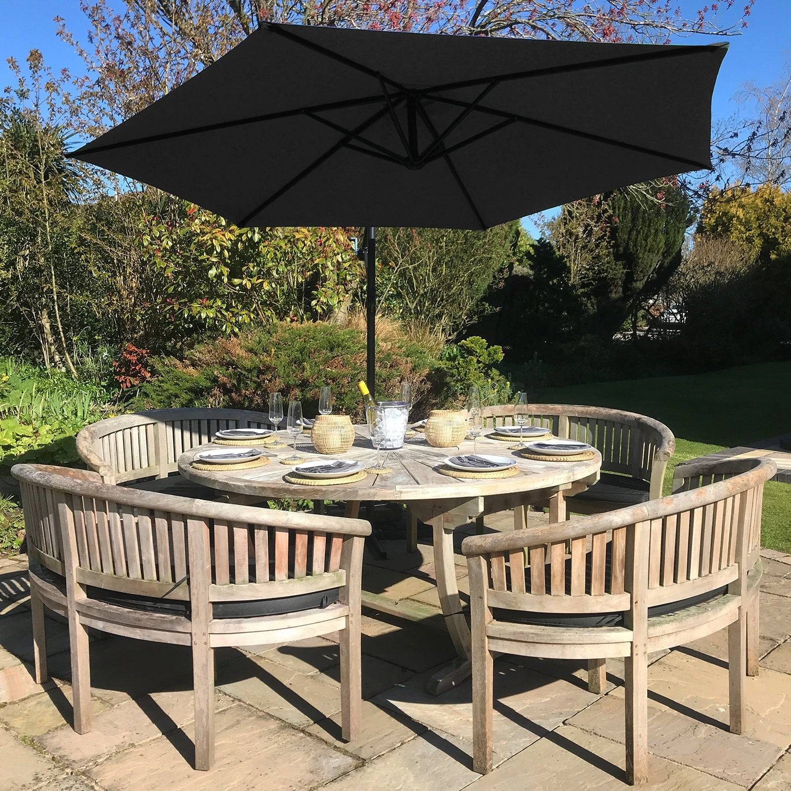 Monstershop - Parasol Cantilever Noir & Base Ronde 3m x 3m x 2.5m - Imagen 4