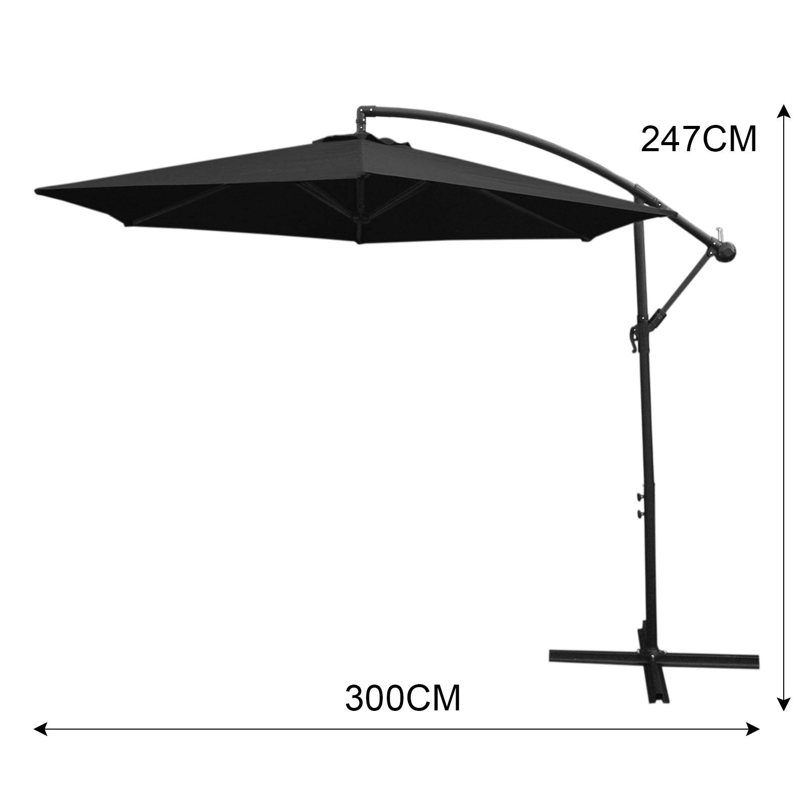 Monstershop - Parasol Cantilever Noir & Base Ronde 3m x 3m x 2.5m - Imagen 5