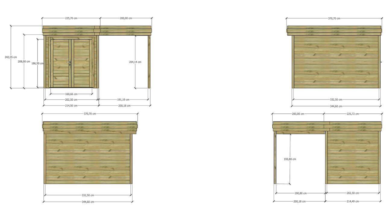 ABRI DE JARDIN bois autoclave 27mm - 4,14x3,44m / 14m2 - Bac acier - Abri Français - Image 4