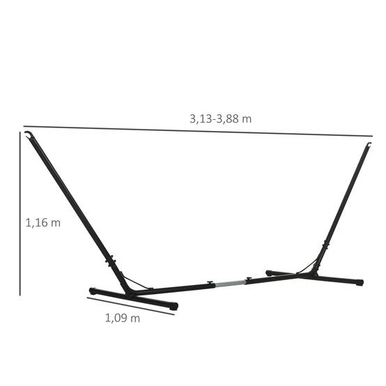 Support de hamac de jardin à longueur réglable, structure métallique 313-388 x 109 x 116 cm, pour une utilisation intérieure, charge maximale 120 kg - Image 5