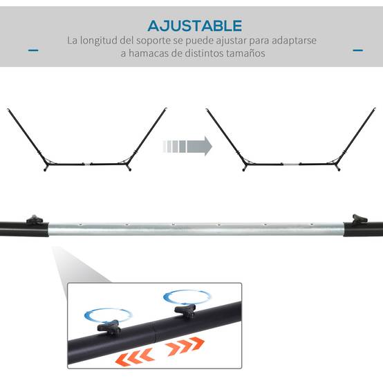 Support de hamac de jardin à longueur réglable, structure métallique 313-388 x 109 x 116 cm, pour une utilisation intérieure, charge maximale 120 kg - Image 7