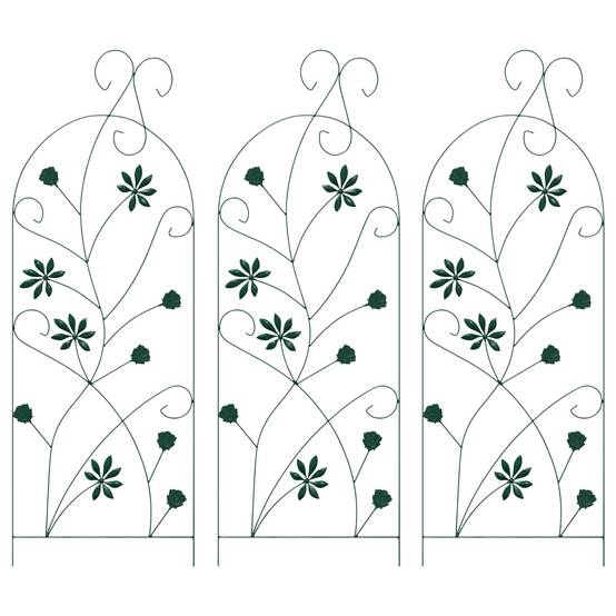 Ensemble 3 Bordures de jardin Acier Vert Grille Support Plantes Basses 112x40cm - ComfortXL Outdoor Living - Image 2