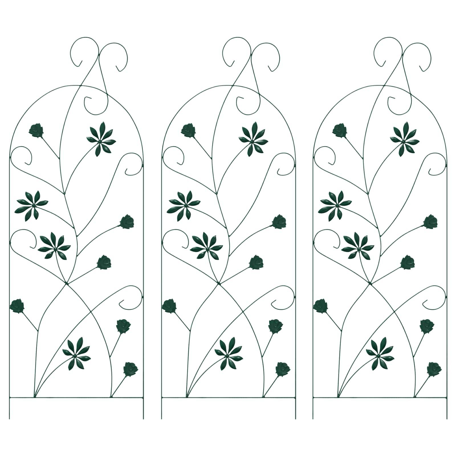 Ensemble 3 Bordures de jardin Acier Vert Grille Support Plantes Basses 112x40cm - ComfortXL Outdoor Living - Image 2
