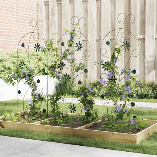 Ensemble 3 Bordures de jardin Acier Vert Grille Support Plantes Basses 112x40cm - ComfortXL Outdoor Living - Image 4