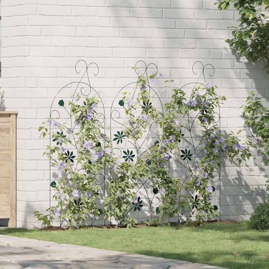 Ensemble 3 Bordures de jardin Acier Vert Grille Support Plantes Basses 112x40cm - ComfortXL Outdoor Living - Image 1
