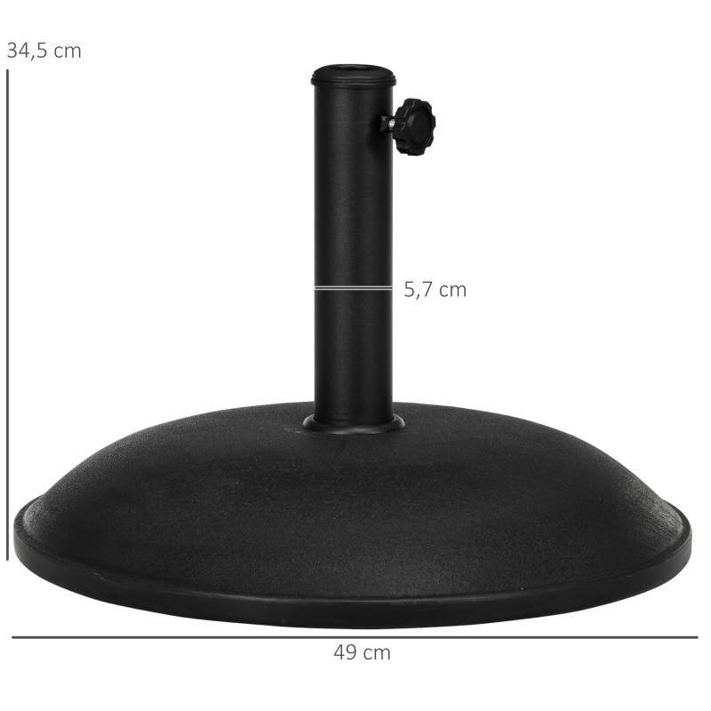 Pied de parasol rond ciment pour jardin terrasse maintien stable 20kg noir - ComfortXL Outdoor Living - Image 3